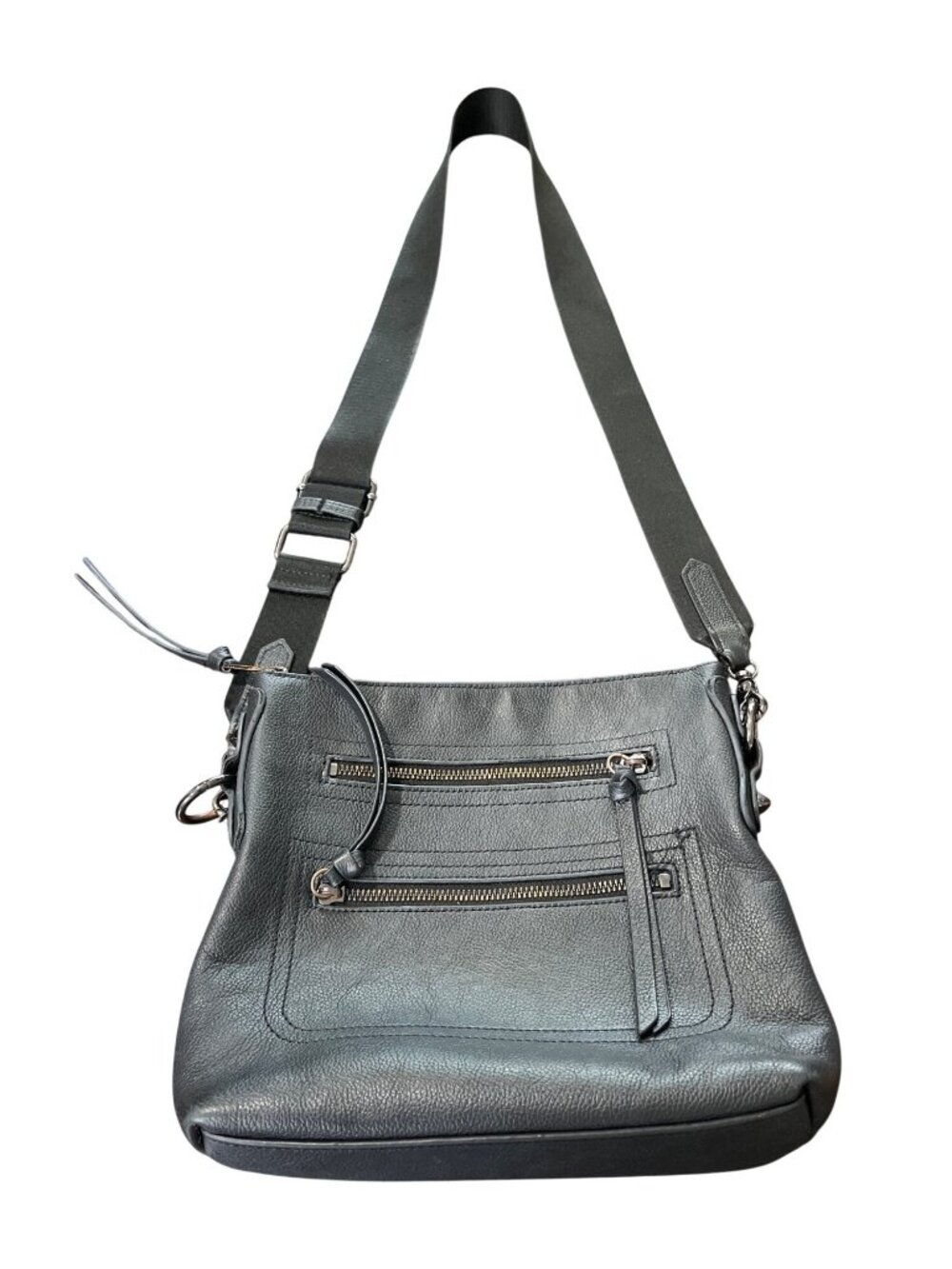Botkier Chelsea Leather Crossbody Bag Black With Adjustable-Strap & Zip Pockets